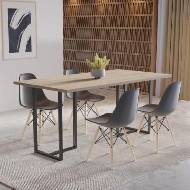 Imagem de Conjunto Mesa com 4 Cadeiras Eames Pp  Espresso Móveis Grafite/Siena/Preto