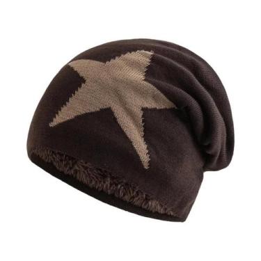Imagem de Gorro De Inverno Unissex Com Forro De Pelúcia E Padrão De Cinco Estrel