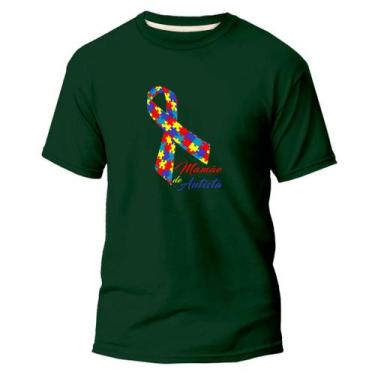 Imagem de Camiseta Básica Algodão Tecido Premium Estampa Digital Mamãe Autismo -