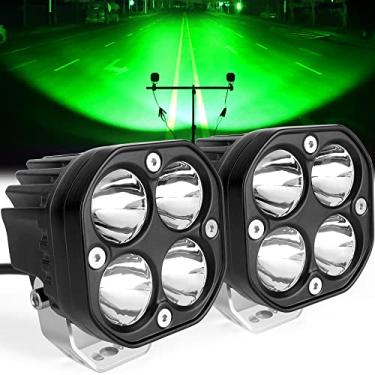 Imagem de SUFEMOTEC Barra de luz verde de vagens de LED, 7,5 cm 40 W quadrado 12 V 24 V à prova d'água luzes de pesca para caça de barco, motocicleta, caminhão, quadriciclo, caminhão, dirigir neblina, trabalho, luzes auxiliares (pacote com