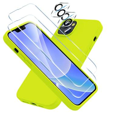 Imagem de CloudValley Capa projetada para iPhone 14 Plus, capa de silicone Liqiud com 2 protetores de tela de vidro temperado + 2 protetores de lente da câmera, proteção total à prova de choque de 6,7