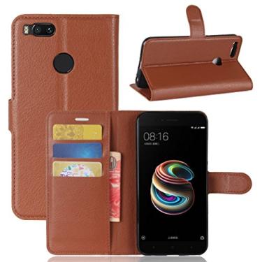 Imagem de XIAOMI Capa para Mi A1, capa carteira flip de couro PU premium com compartimento para cartão, suporte e fecho magnético [capa interior à prova de choque de TPU] Compatível com XIAOMI Mi A1