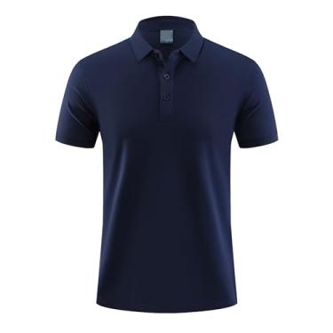 Imagem de Legou Camisa polo masculina de manga curta secagem rápida roupas de trabalho leves camisetas ao ar livre, Azul tibetano, 3G