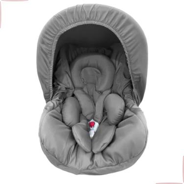 Imagem de Kit 5 peças para bebê conforto Capa Protetor Cinto Capota Redutor 0-13 kg Galzerano Cosco Burigotto (Cinza Chumbo)