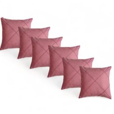 Imagem de Kit 06 Capas de Almofada Suede Drapeada 45x45cm Decorativas Sala Quart