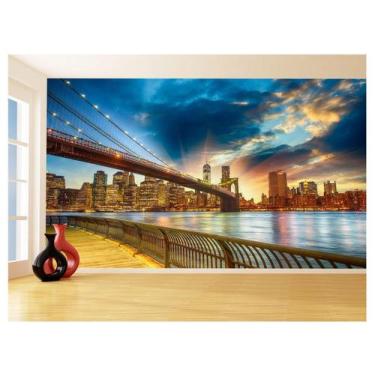 Imagem de Papel De Parede Cidade Ponte Prédios New York 3,5M Ncd262 - Você Decor