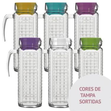 Imagem de Jarra para Geladeira Com Tampa Ladrilhos Sempre 1,2L Vidro Nadir  - Na