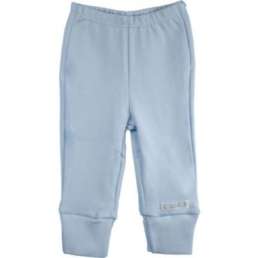 Imagem de Calça Bebê Básica Lisa com Pé Reversível Algodão Egípcio - Bibe, Azul,
