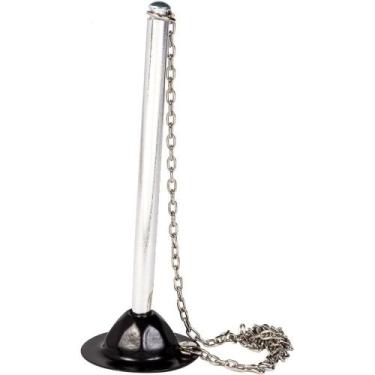 Imagem de Caneta Fixa Chapéu Craquelado Preto com Suporte e Corrente de 50CM