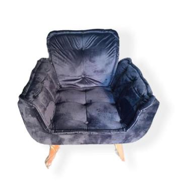 Imagem de Poltrona decorativa  azul - tecido veludo - Veneza Estofados
