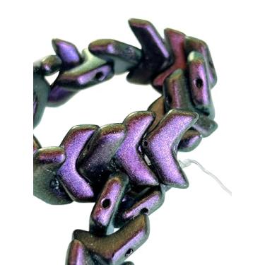 Imagem de 30 Chevron Duo Czech Glass Beads. Huge Selection of Colors and FINISHES (Polychrome Black Raspberry)