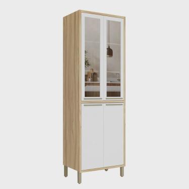 Imagem de Paneleiro Duplo com 4 Portas e Vidro Reflecta 100% Mdf Vicenza Espresso Móveis