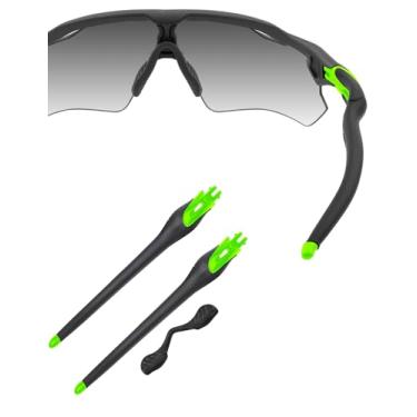 Imagem de HILEEN Óculos de sol de substituição de hastes verdes brilhantes para óculos de sol Oakley Radar EV Path Pitch Advancer - preto