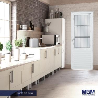 Imagem de Porta De Giro Aluminio Com Postigo 3 Vidros Mini Boreal 210X90 Mgm Branco
