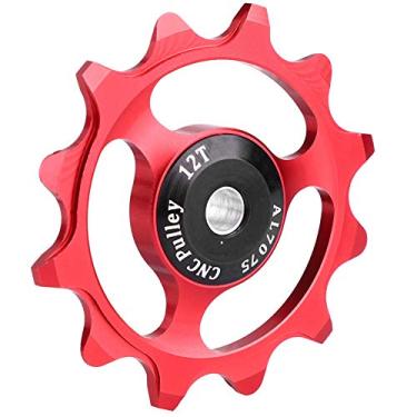 Imagem de Rodas de Bicicleta de Montanha Polias Jockeypelie Sustentáveis, Ligas Alumínio do Desviador Bicicleta 12T para 11/10/11 Velocidade Vermelha (Vermelho)