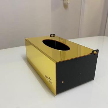 Imagem de Caixa Porta Luvas, Lenços e Máscaras - Acrílico Espelhado (Dourado/Preto)