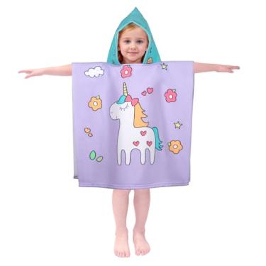 Imagem de Toalhas de praia infantis com capuz - Toalha de banho infantil para meninas e meninos para crianças de 1 a 6 anos, toalhas de piscina de secagem rápida, leve e macia, toalha poncho de microfibra 61 x