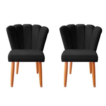 Imagem de Kit 2 Cadeiras Poltrona Sala de Jantar Penteadeira Reforçada Decorativa Pétala Suede Marrom