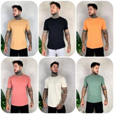 Imagem de kit 5 camisetas basica 100% algodão - earth b, Preto chumbo verde palh