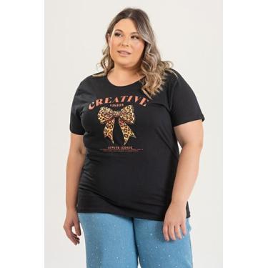 Imagem de T-shirt Feminina Plus Size em Malha Algodão c/ Estampa "CREATIVE" - Se