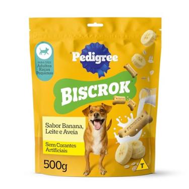 Imagem de Biscoito Pedigree Biscrok Para Cães Adultos Raças Pequenas Sabor Banana, Leite e Aveia 500g