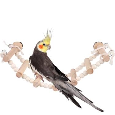 Imagem de CXYYXF Ponte de escada de pássaros, brinquedos de madeira para escalada e balanço, acessórios de gaiola para pássaros, ratos, papagaios, hamster, esquilo, planadores, periquitos, calopsitas, conures