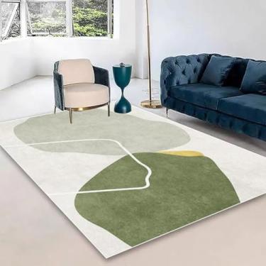 Imagem de Tapete grande, macio e fofo, verde e creme, para quarto, sala de estar, escritório, sala de estar, decoração de casa (180 x 200 cm (70 x 78 pol.)/hxx-250815001002)