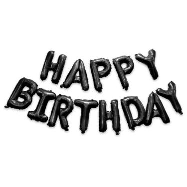 Imagem de Banner de decorações de festa GREATRIL Happy Birthdays Black