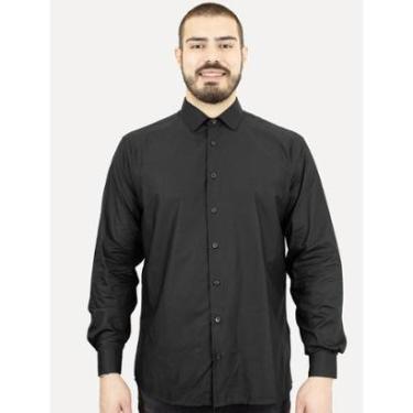 Imagem de Camisa Dudalina Masculina Comfort Superfine Cotton Dark Logo Lisa Preta-Masculino