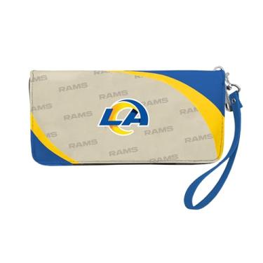Imagem de Littlearth Carteira feminina NFL Los Angeles Rams Curve com zíper, cor da equipe, 20,32 cm x 10,16 cm x 2,54 cm