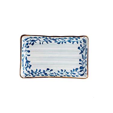 Imagem de Prato de serviço criativo pintado à mão retangular prato de cerâmica doméstico prato de bife prato de comida ocidental prato de sushi prato de peixe pratos de jantar (cor: B)