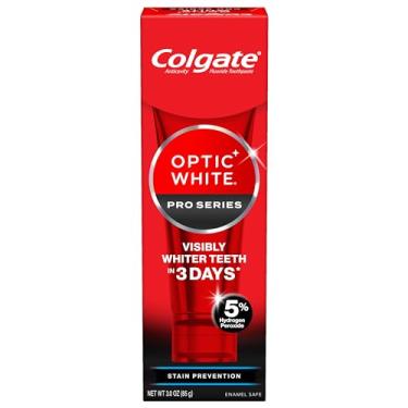 Imagem de Colgate Creme dental branqueador Optic White Pro Series com 5% de peróxido de hidrogênio, prevenção de manchas, tubo de 85 g