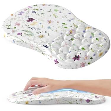 Imagem de Mouse pad ergonômico com descanso de pulso, mousepad macio com lindas flores plantas, espuma viscoelástica e base de poliuretano antiderrapante para alívio da dor, mouse pad para jogos para mesa, casa