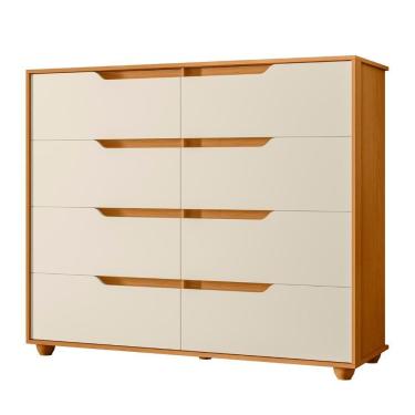 Imagem de Cômoda Para Quarto 8 Gavetas 136cm Doble Flex Off/cinamomo - Albatroz
