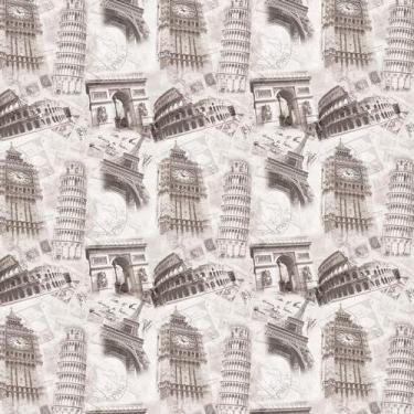 Imagem de Papel De Parede Selo Roma Paris Londres Coliseu Torre Eiffel - LRP