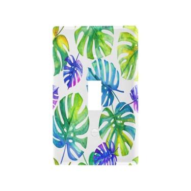 Imagem de Blueangle Capa de placa de parede para interruptor de luz alternada - Capa decorativa para interruptor de luz de palma verde tropical placa de parede, tamanho 1 gangue 4,53 x 2,76 polegadas (47)