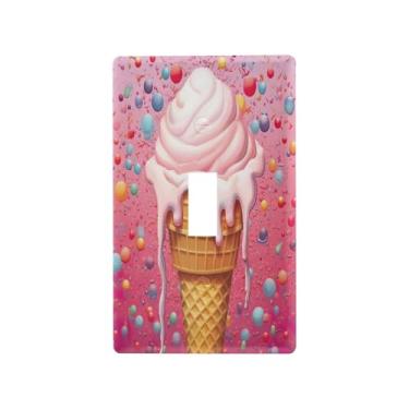 Imagem de Blueangle Capa para placa de parede para interruptor de luz de alternância - Capa decorativa para interruptor de luz de sorvete fofa placa de parede, tamanho 1 - gangue 4,53 x 2,76 polegadas (858)