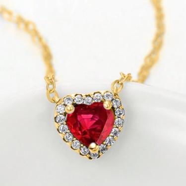 Imagem de 1 colar banhado a prata branca cercado por colar multicolorido em forma de coração para mulheres, uso diário, encontros, melhor presente de aniversário, joias finas presentes, Gold-red, Prata