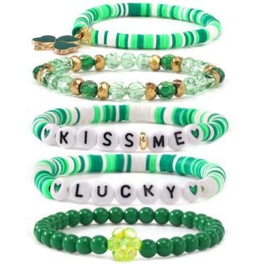 Imagem de SHINUS BOHO Pulseiras femininas com contas de surfista Heishi para o dia de Natal, empilhável, disco de vinil, argila, camadas elásticas, amizade, joias de inverno, presentes, 7.0, Sem Pedra Preciosa