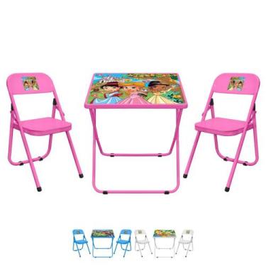 Imagem de Conjunto De Mesa Infantil Com 2 Cadeiras Dobrável Aço Jogo - Utility P