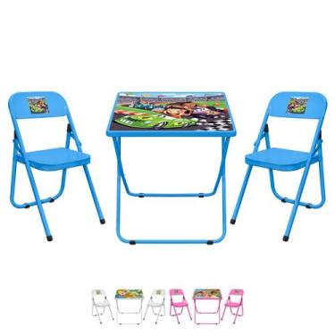 Imagem de Conjunto De Mesa Infantil Com 2 Cadeiras Dobrável Aço Jogo - Modern