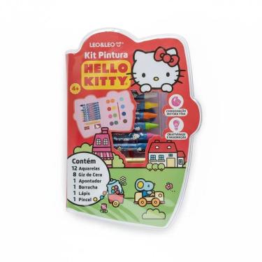 Imagem de Kit Escolar Pintura 24Pçs Hello Kitty Giz + Tinta - Leo&Leo
