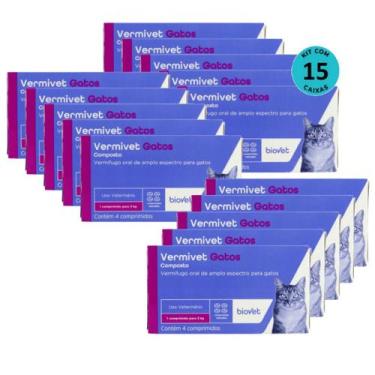 Imagem de Vermivet 300mg Com 4 Comprimidos Kit com 15 caixas - Biovet
