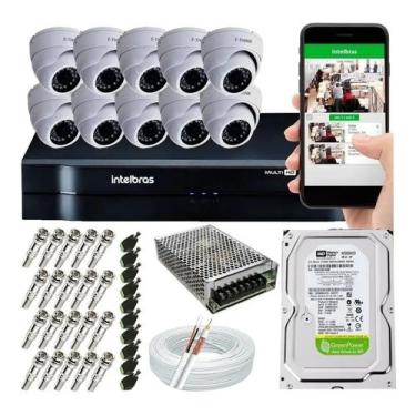 Imagem de Kit Cftv 10 Câmeras Segurança Dome Dvr Mhdx 1116 Intelbras