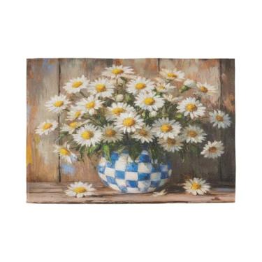 Imagem de Burbuja Jogo americano conjunto de 6, tapetes de mesa antiderrapantes laváveis com margarida, resistentes ao calor, para cozinha, mesa de jantar, ambientes internos e externos