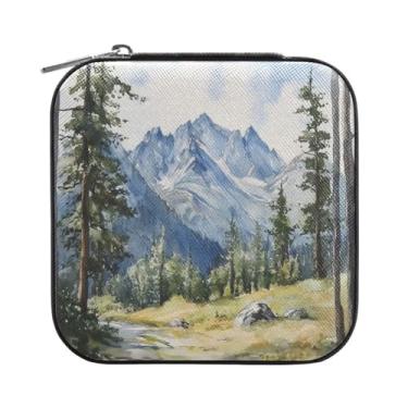 Imagem de Burbuja Caixa de joias Lane in Mountain, mini estojo de joias de viagem para mulheres e meninas, organizador de joias para brincos, anéis, colares e pulseiras