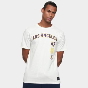 Imagem de Camiseta NBA Los Angeles Lakers Mitchell & Ness Masculina, Off white, 
