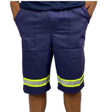 Imagem de Bermuda REFORÇADA de Brim Faixa Refletivo Uniforme Profissional de Tra