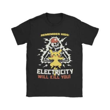Imagem de Camiseta Masculina De Algodão Puro Pokemon Com Gola Redonda E Manga Cu