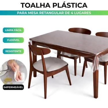 Imagem de Toalha de Mesa Retangular 4 Lugares Transparente e Impermeável Forro d